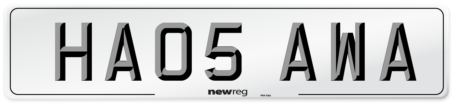 HA05 AWA Number Plate from New Reg